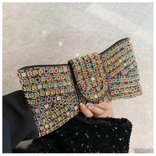 Multi-Color Crystal Bow Clutch - Image 3
