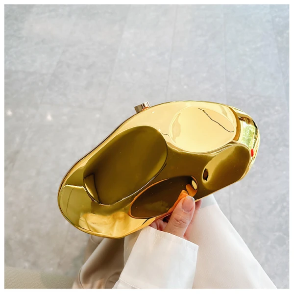Modern Metallic Oval Handle Clutch - Image 3
