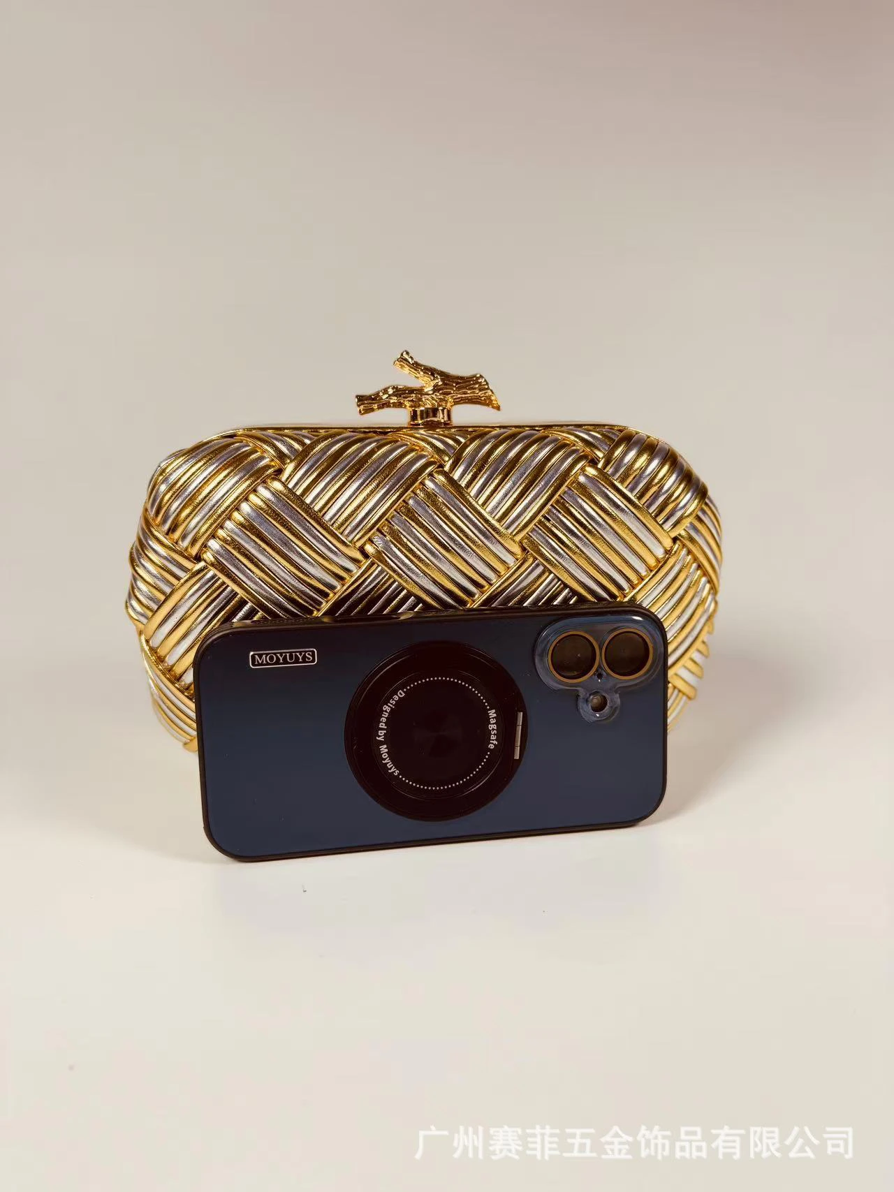Metallic Woven Hard Case Clutch - Image 2